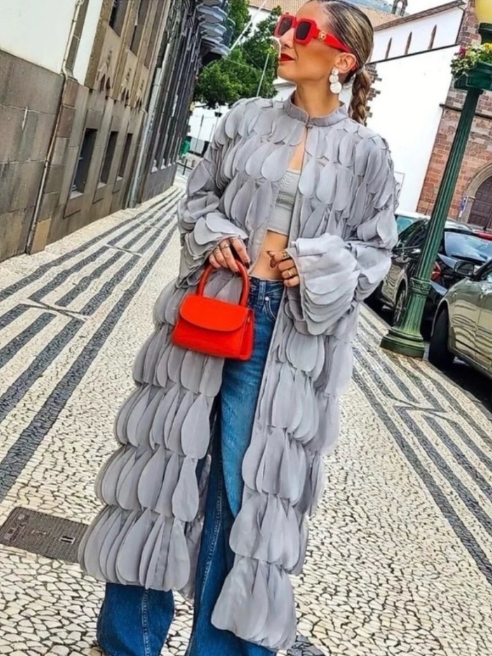 Zara Long Metallic Textured Hearts Coat